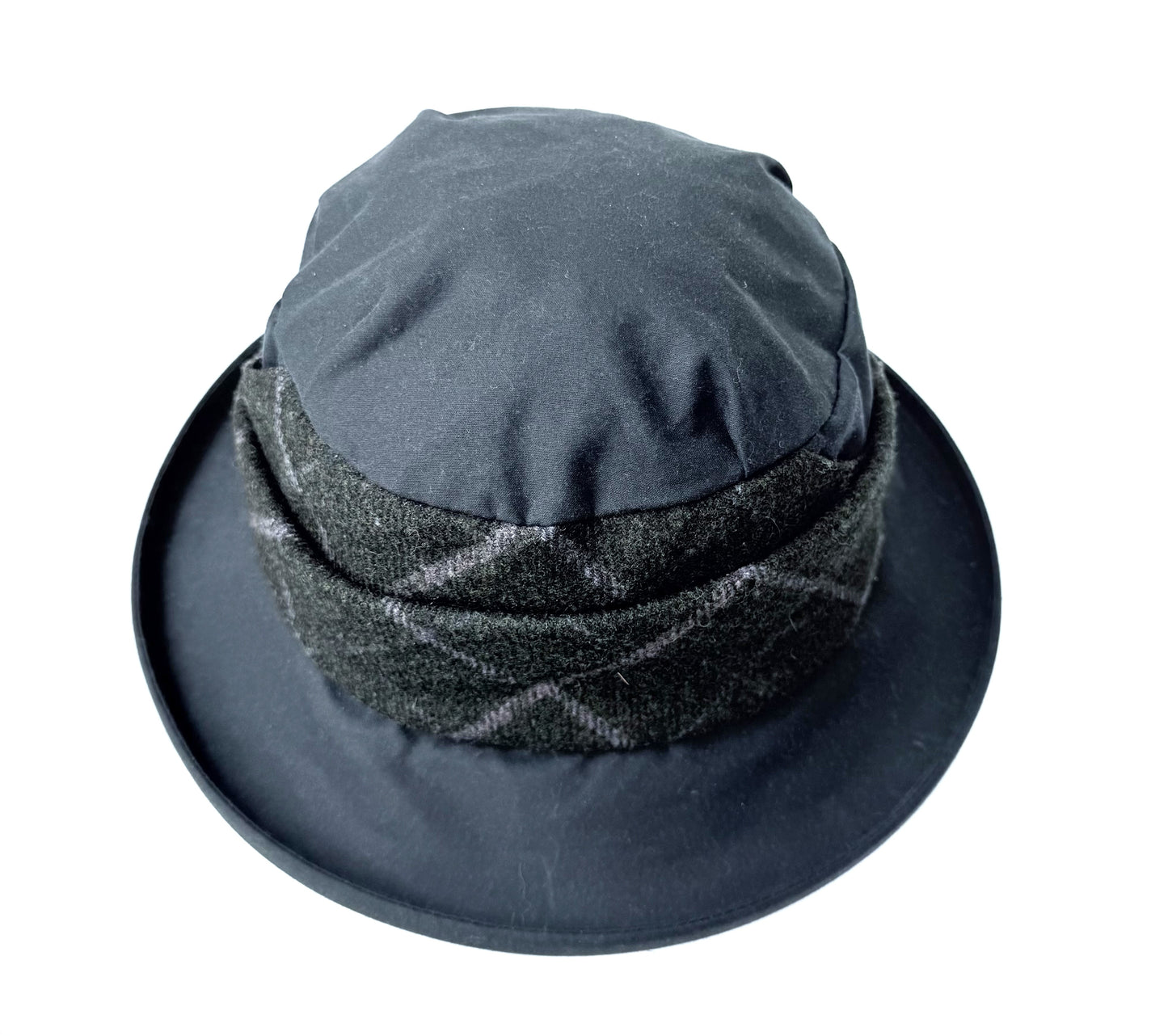 BARBOUR WAX WITH TWEED BRIMMED HAT NAVY