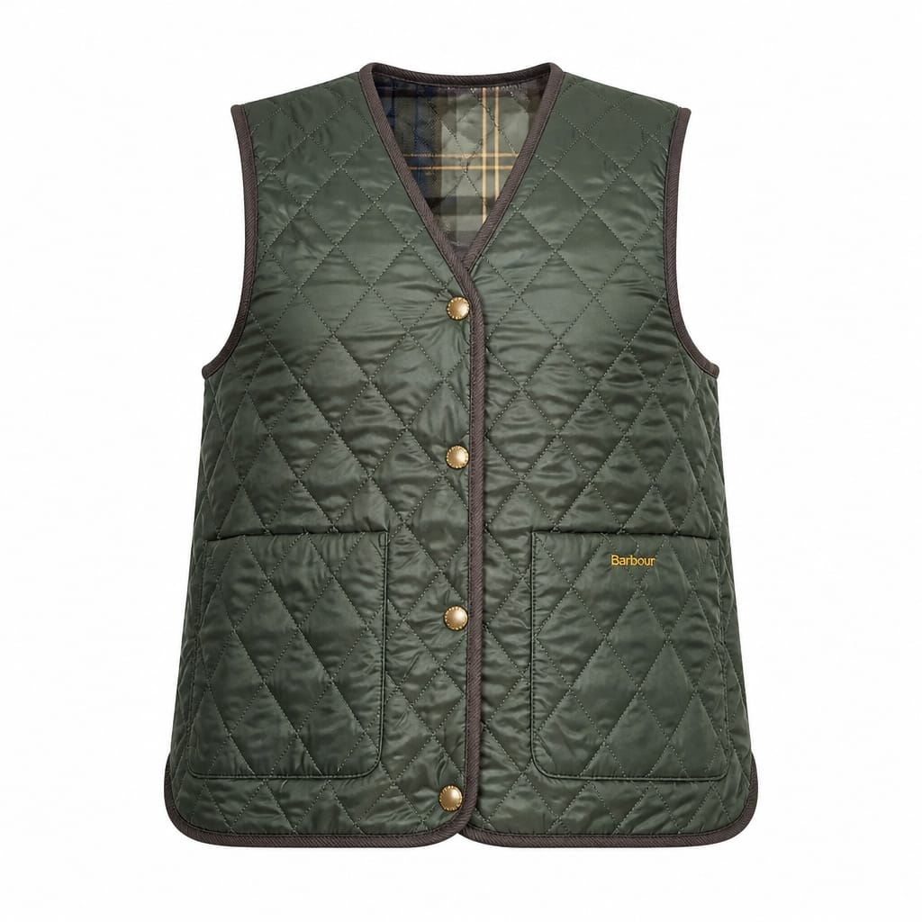 BARBOUR TARTAN REIMAGINED ICONS REVERSIBLE TARTAN QUILTED LINER
