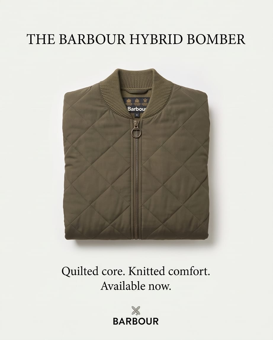 BARBOUR QUILTED FRONT KNITTED ZIP THROUGH