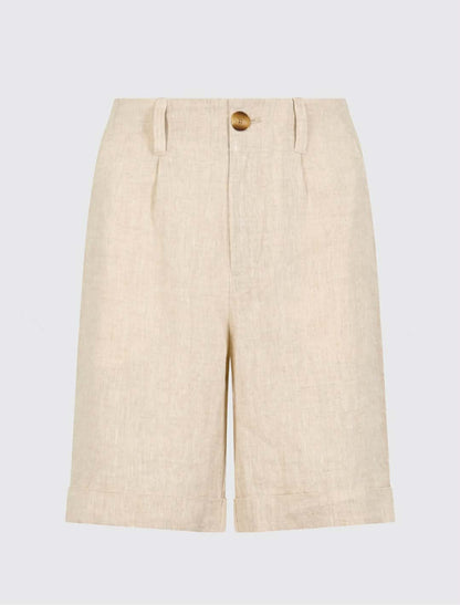 Maryland Dames Linnen Shorts - Oatmeal