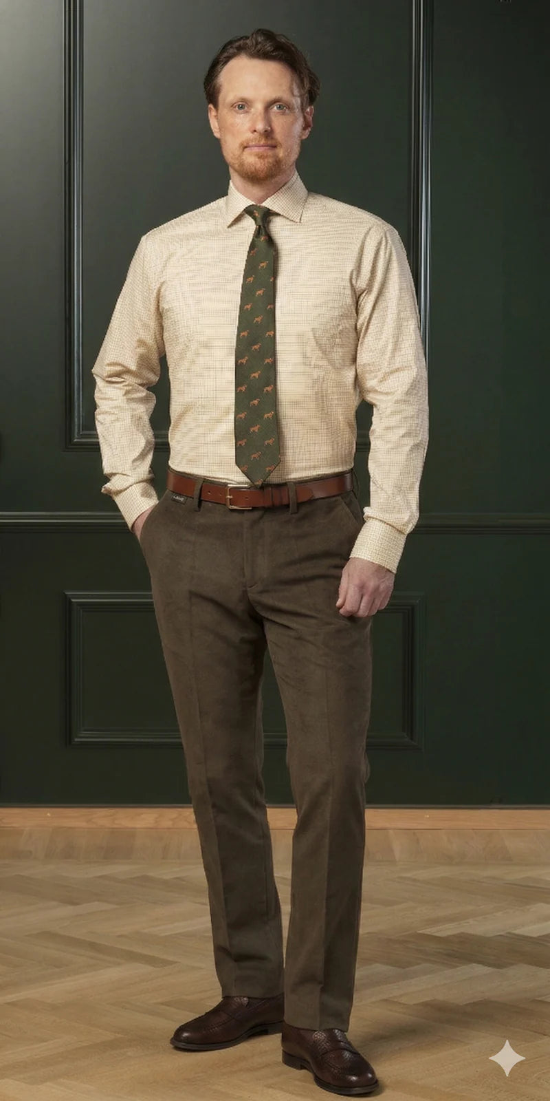 LAKSEN BELGRAVIA MOLESKIN TROUSERS LODEN
