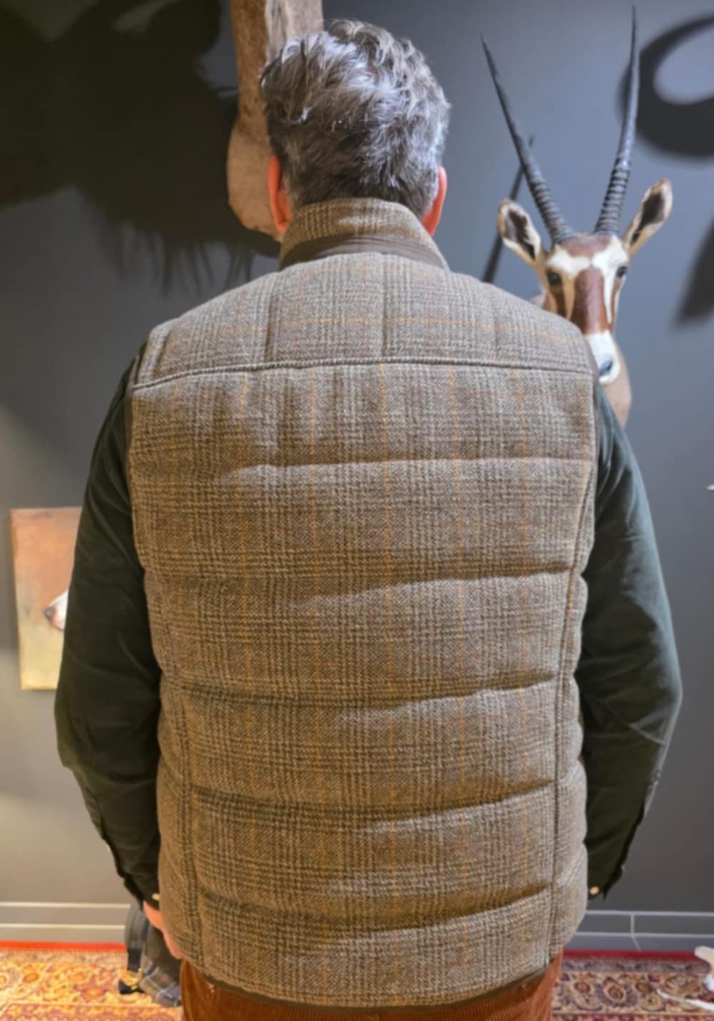 QUILTED GILET TWEED