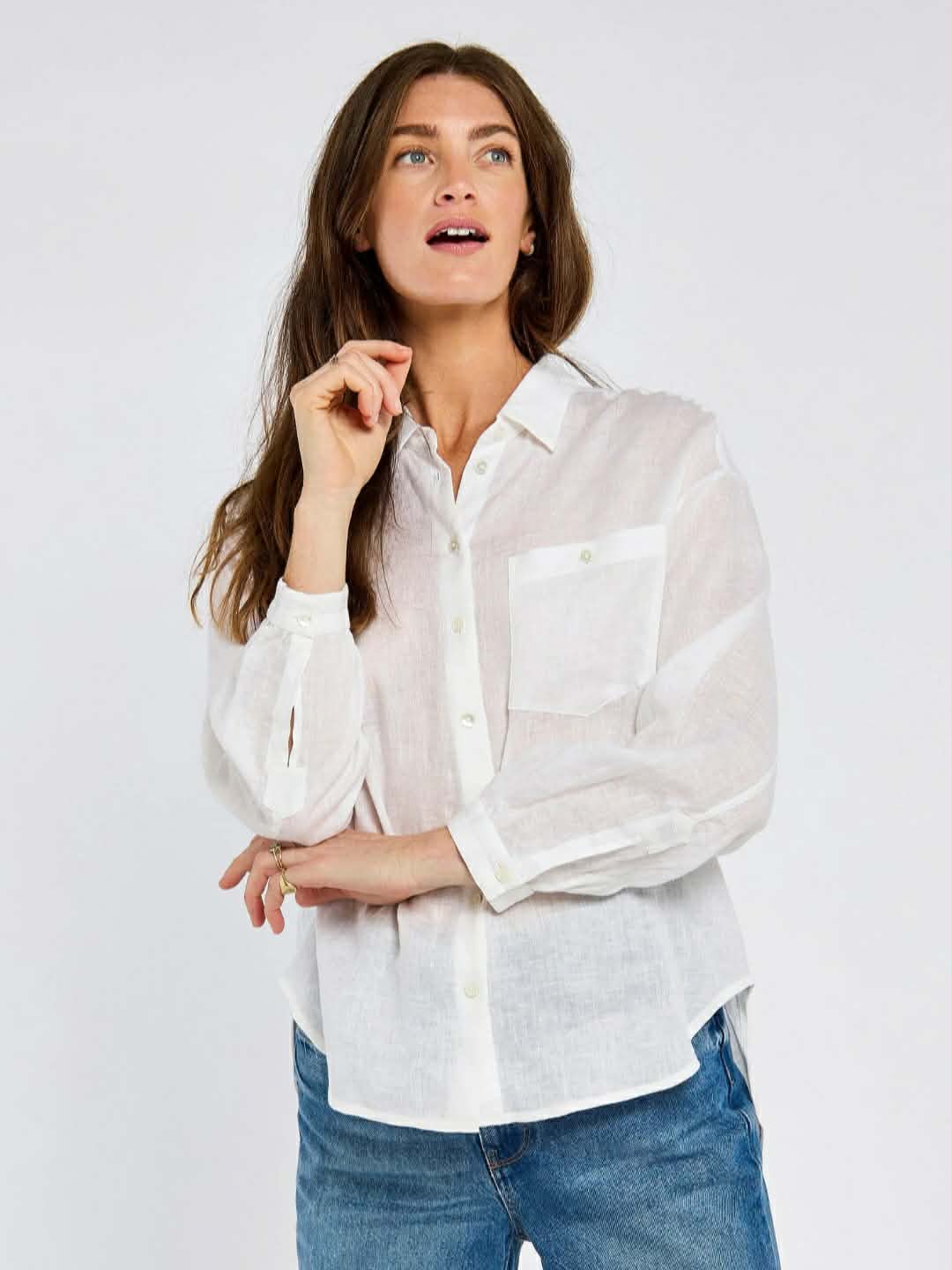Silvergrass Dames Relaxed Fit Linnen Shirt - White