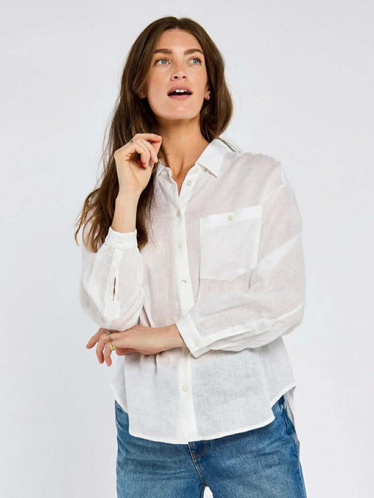 Silvergrass Dames Relaxed Fit Linnen Shirt - White