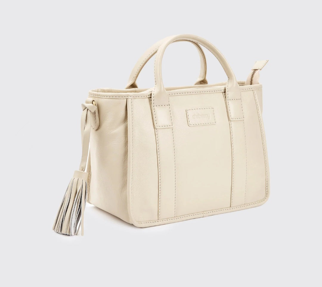 Ramelton Medium Size Leren Handtas - Ecru