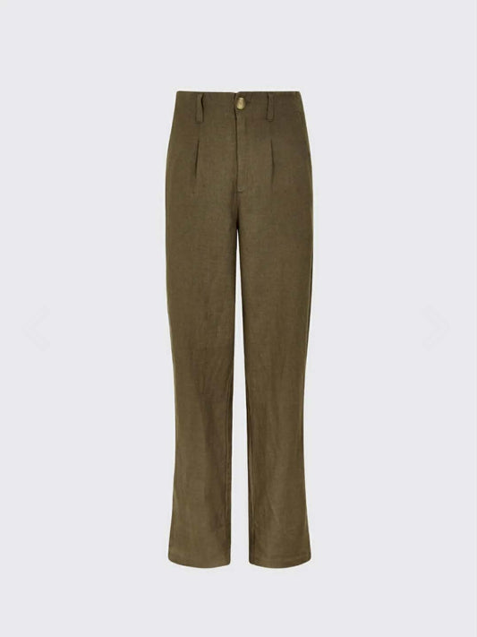 Kelby Dames LInnen Broek - Kaki