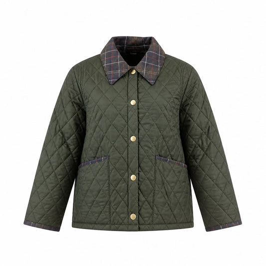 BARBOUR ICONS TARTAN COLLAR CROPPED LIDDESDALE QUILTED JACKET