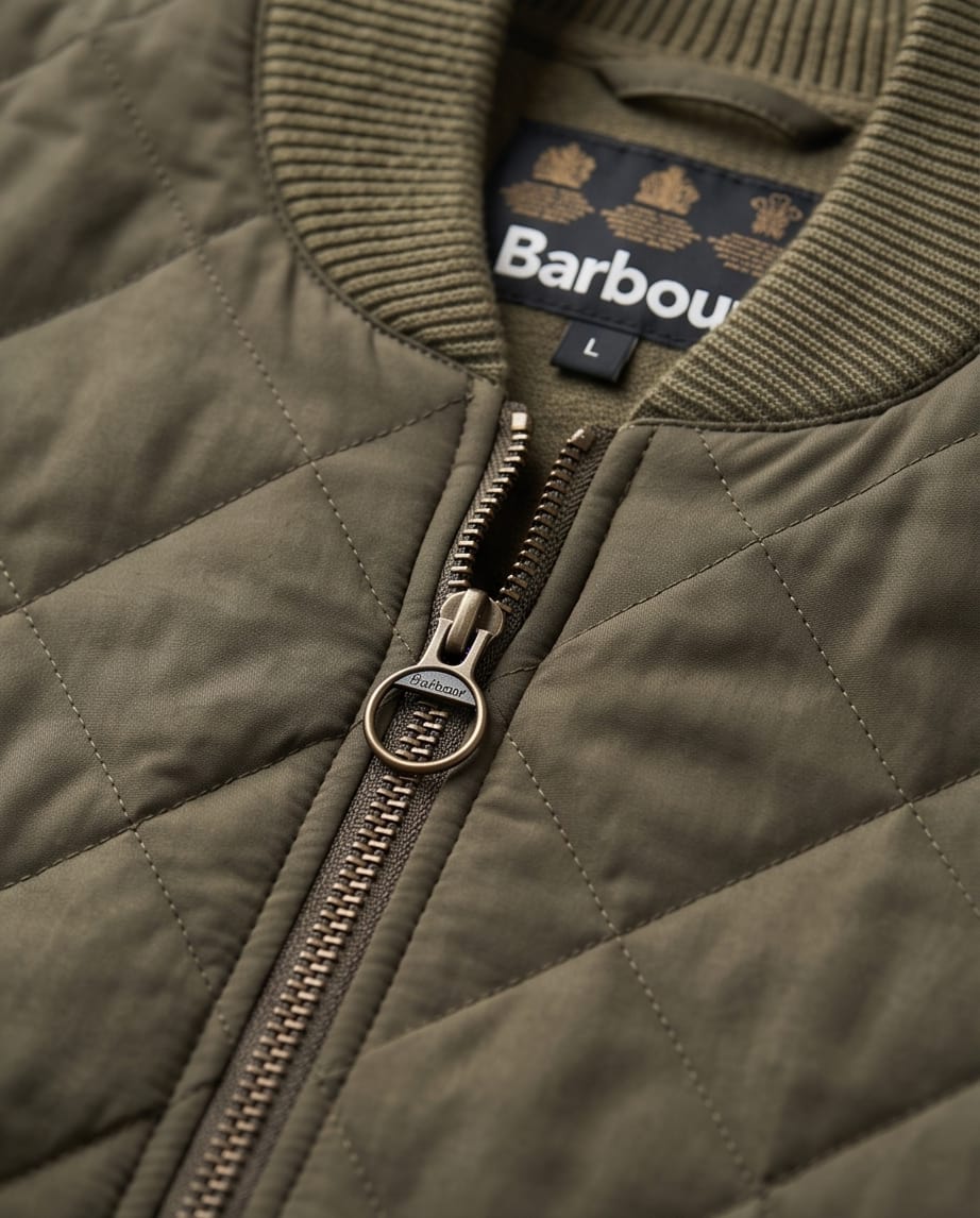 BARBOUR QUILTED FRONT KNITTED ZIP THROUGH