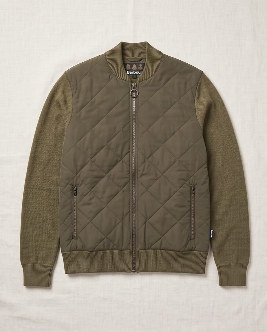 BARBOUR QUILTED FRONT KNITTED ZIP THROUGH