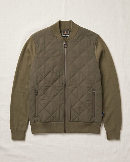 BARBOUR QUILTED FRONT KNITTED ZIP THROUGH