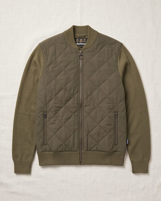 BARBOUR QUILTED FRONT KNITTED ZIP THROUGH