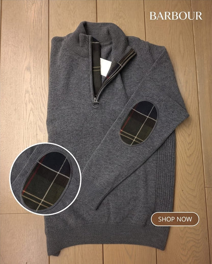 BARBOUR HOLDEN 1/4 ZIP GRIJS