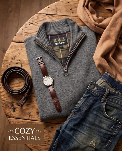 BARBOUR HOLDEN 1/4 ZIP GRIJS