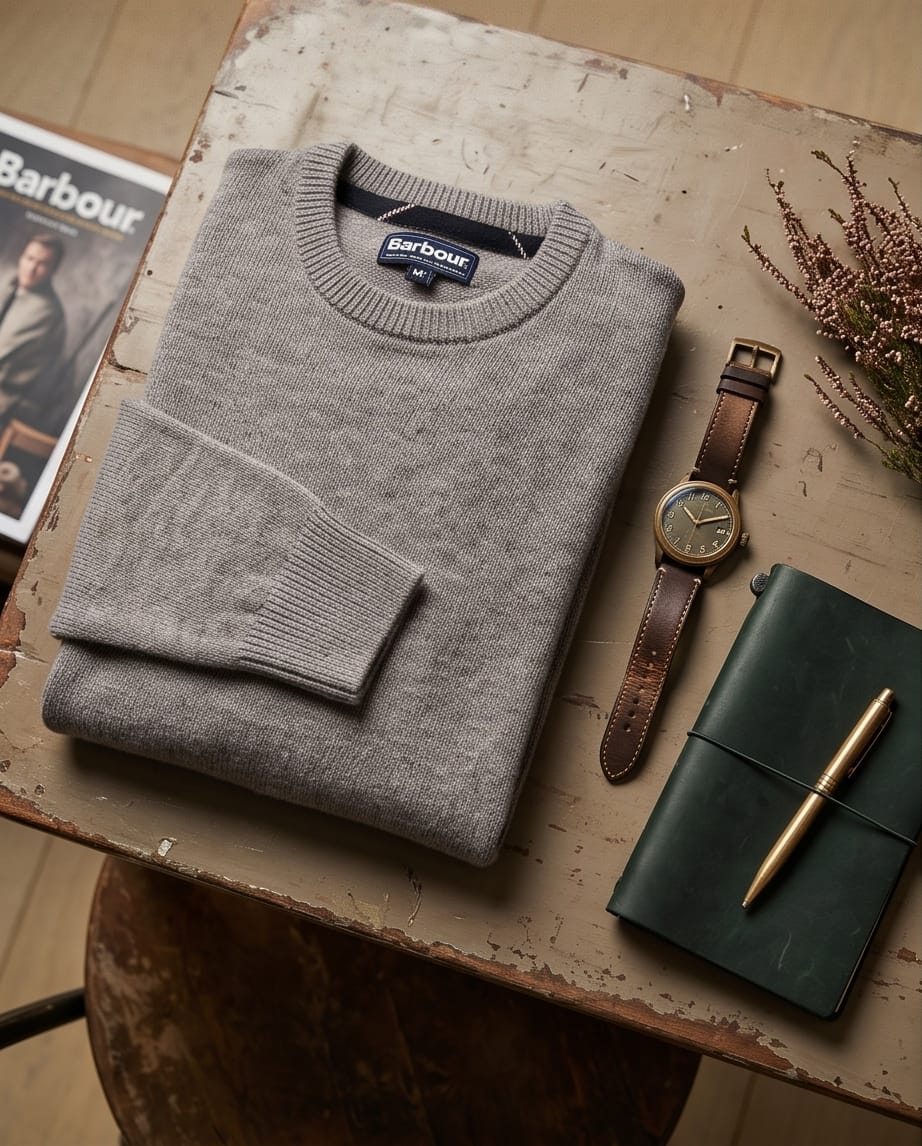 BARBOUR HOLDEN RONDE NEK TAUPE