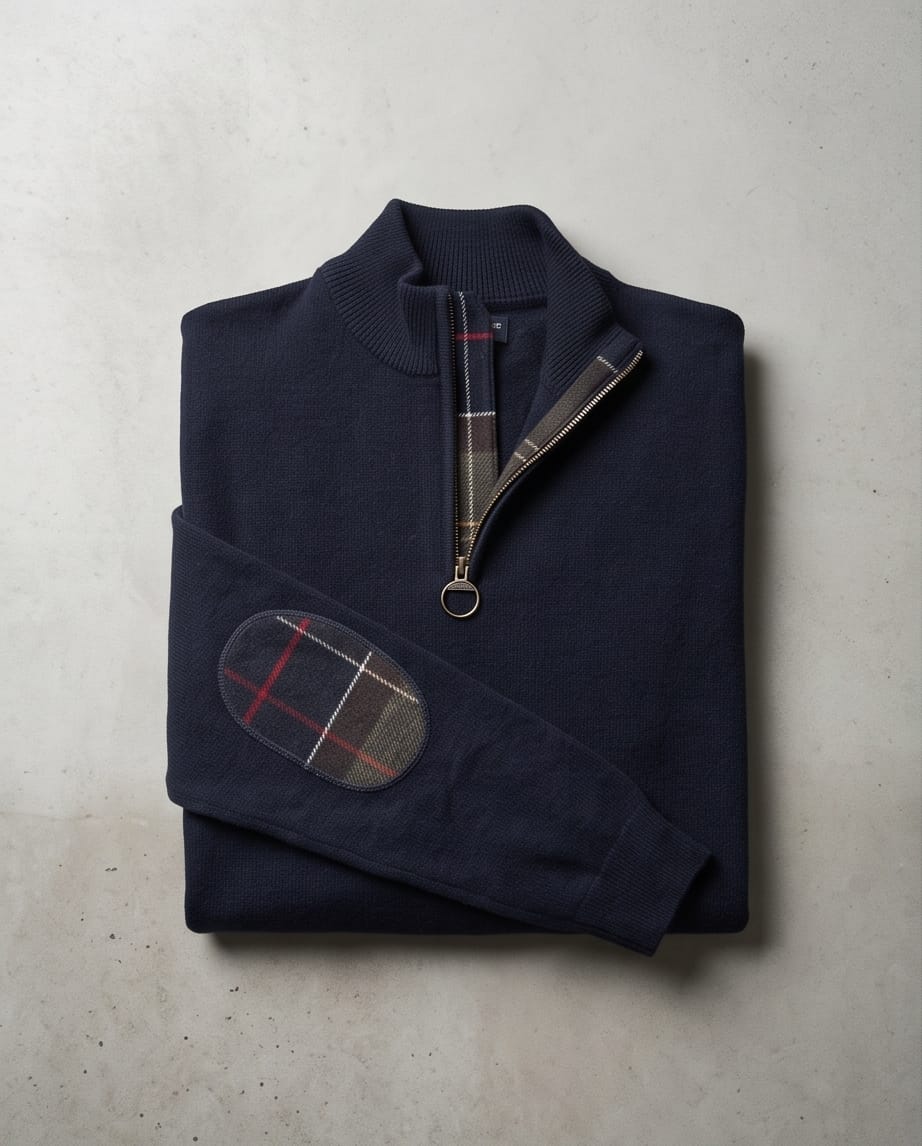BARBOUR HOLDEN 1/4 ZIP NAVY
