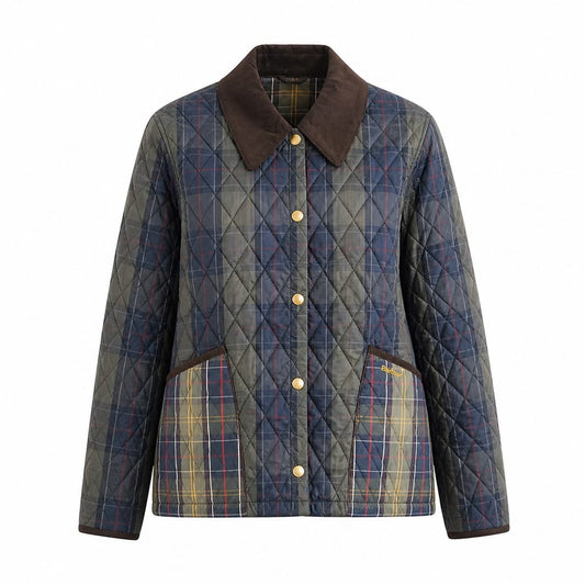 BARBOUR TARTAN REIMAGINED ICONS TARTAN CROPPED LIDDESDALE QUILTED JACKET