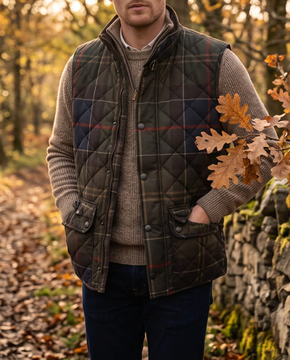BARBOUR ICONS TARTAN LOWERDALE QUILTED GILET