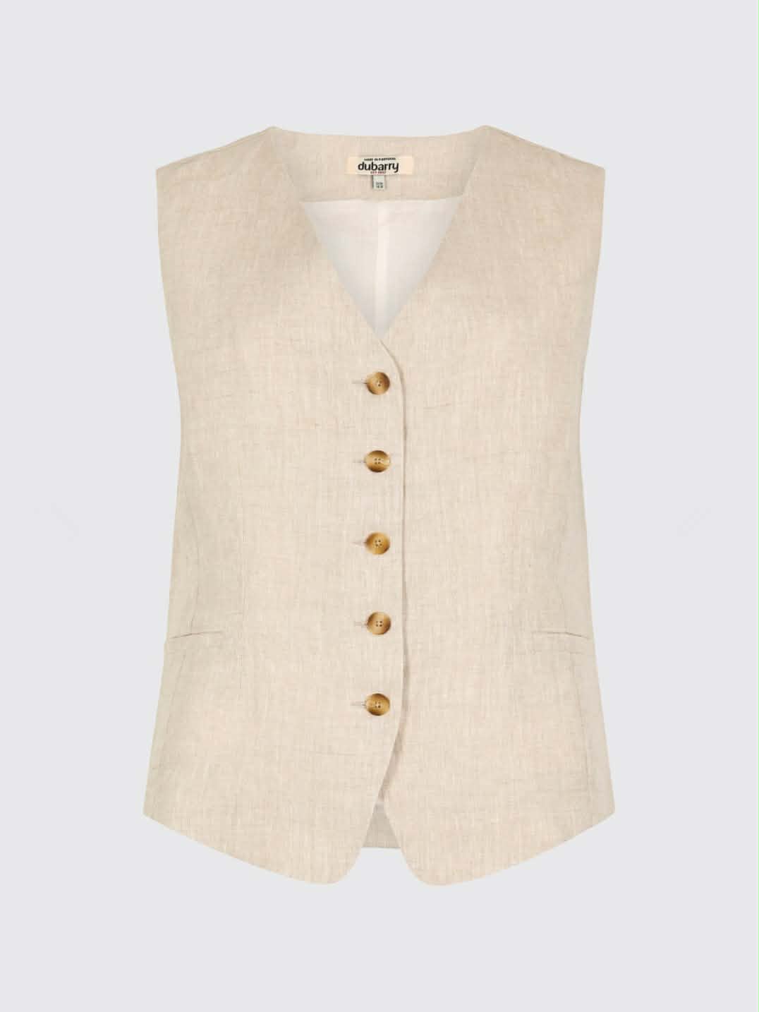 Killaloe Dames Linnen Gilet - Oatmeal