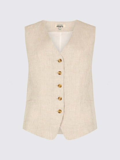 Killaloe Dames Linnen Gilet - Oatmeal