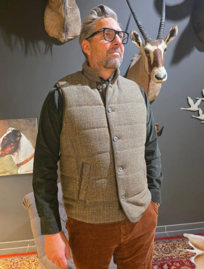 QUILTED GILET TWEED