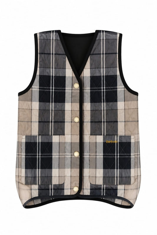BARBOUR TARTAN REIMAGINED ICONS REVERSIBLE TARTAN QUILTED LINER